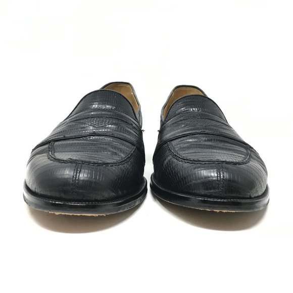 Men\'s Magnanni Penny Loafers Dress Shoes Size 10.5 Black Full Genuine Lizard main image 8